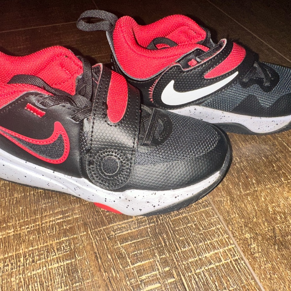 Nike Kids' 11C Black and Red Sneakers with White Accents